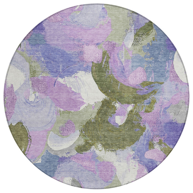 Machine Washable Indoor/Outdoor Xhevrie Lavender Rug