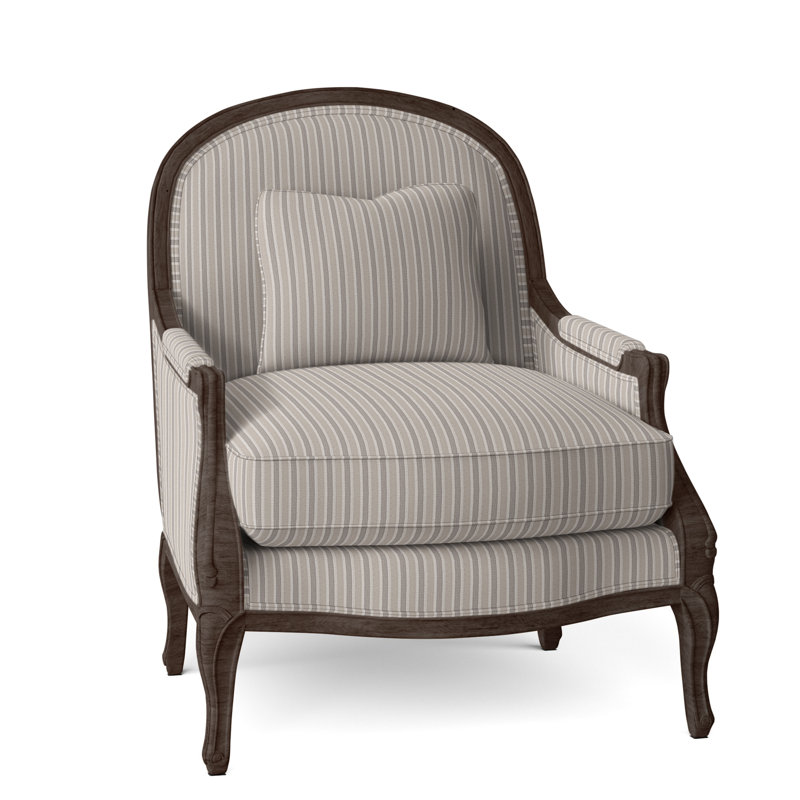 Adair Upholstered Armchair, Hazelnut, Perigold Piccadilly Stripe Patina