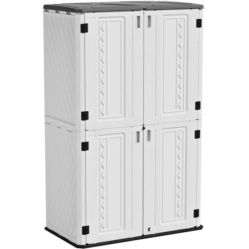 Armoire de rangement horizontale en résine avec plancher et portes doubles 490 gallons Decksplore