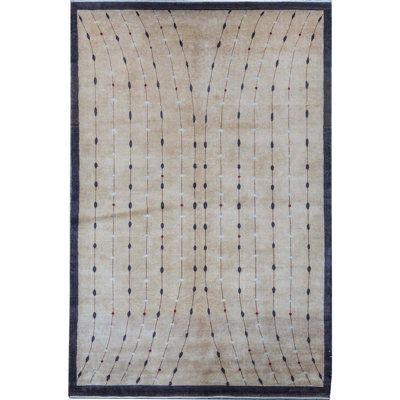Tapis doré et rouille de haute qualité noué à la main