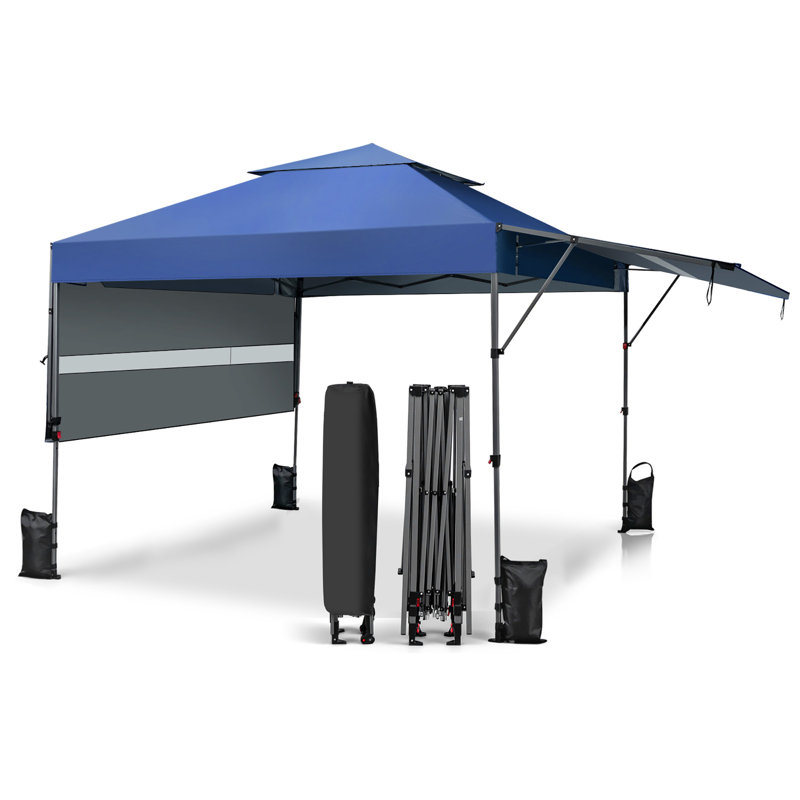 Costway 17.5 Ft. W x 10 Ft. D Metal Pop-Up Canopy, Blue