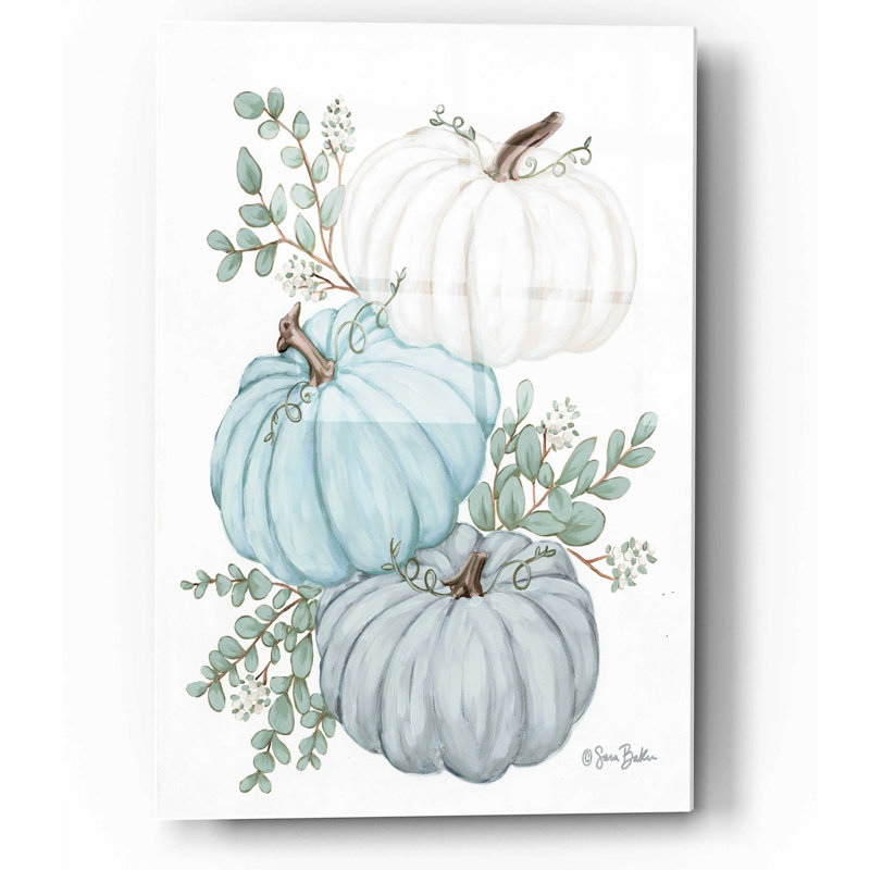 «Pumpkin Trio» par Sara Baker, art mural en verre acrylique, H 16 po x l 12 po x P 0,13 po