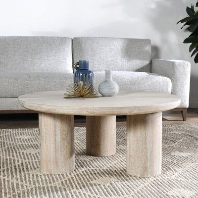 Columnia 40" Solid Wood Round Coffee Table