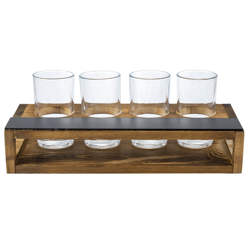 8 Piece 118ml Glass Wood Beer Flight Set