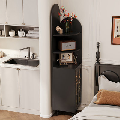 Retro Black Solid Wood Accent Cabinet