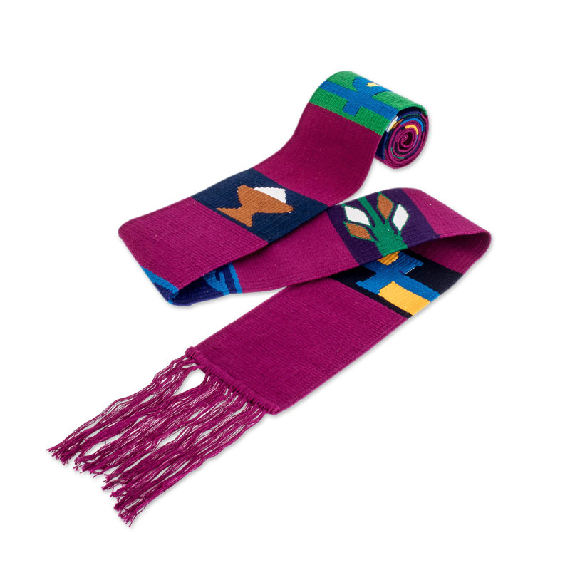 Handmade Solola Totem In Magenta Cotton Table Runner