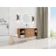 Meuble-lavabo de salle de bain de 122 cm (48 po) avec lavabo en céramique décorative, 2 étagères de rangement, porte à fermeture amortie, contreplaqué – style contemporain, imitation chêne, dimensions des étagères : 114 cm (45 po), poignées dissimulées