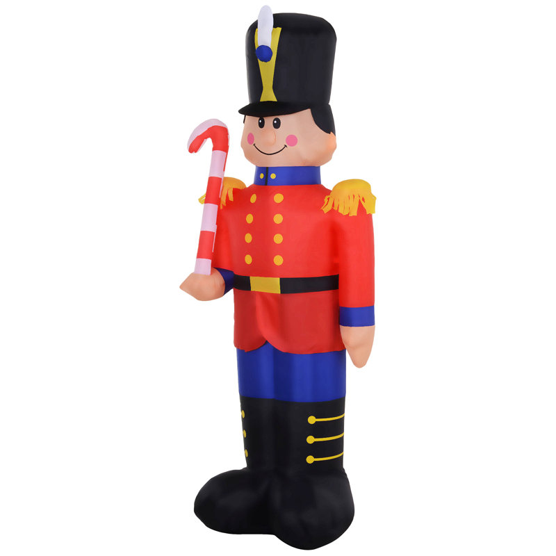 Soldat de jouets casse-noisette gonflable de Noël 6 pi avec canne en bonbon, décoration extérieure de jardin gonflable