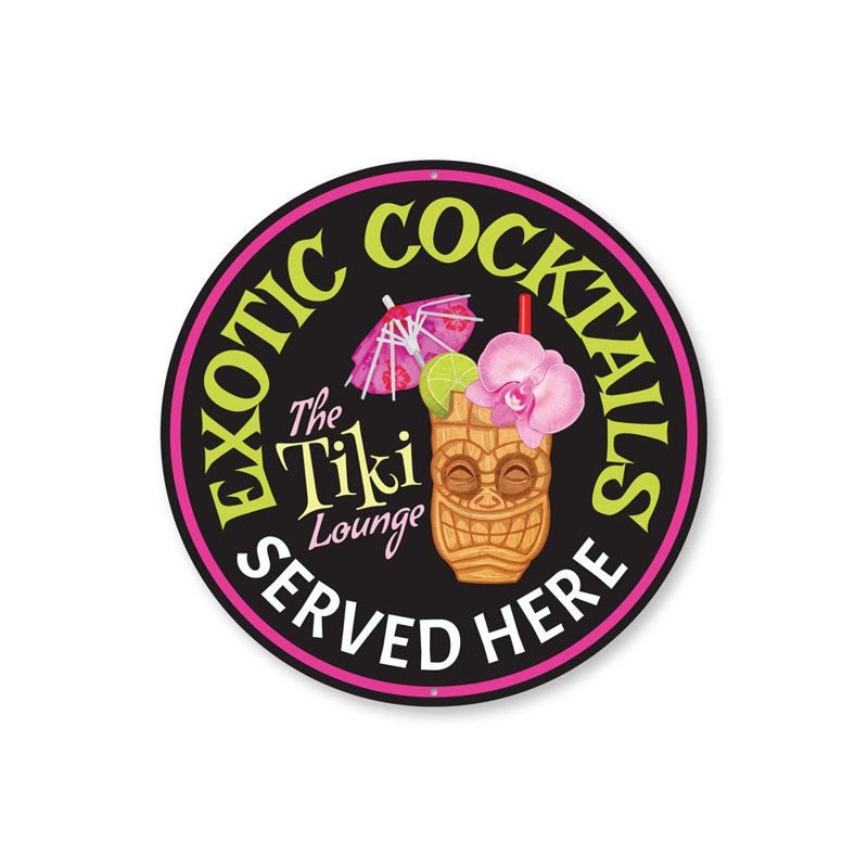 Plaque en aluminium exotique Cocktail Tiki, H 18 po x l 18 po x P 0,06 po