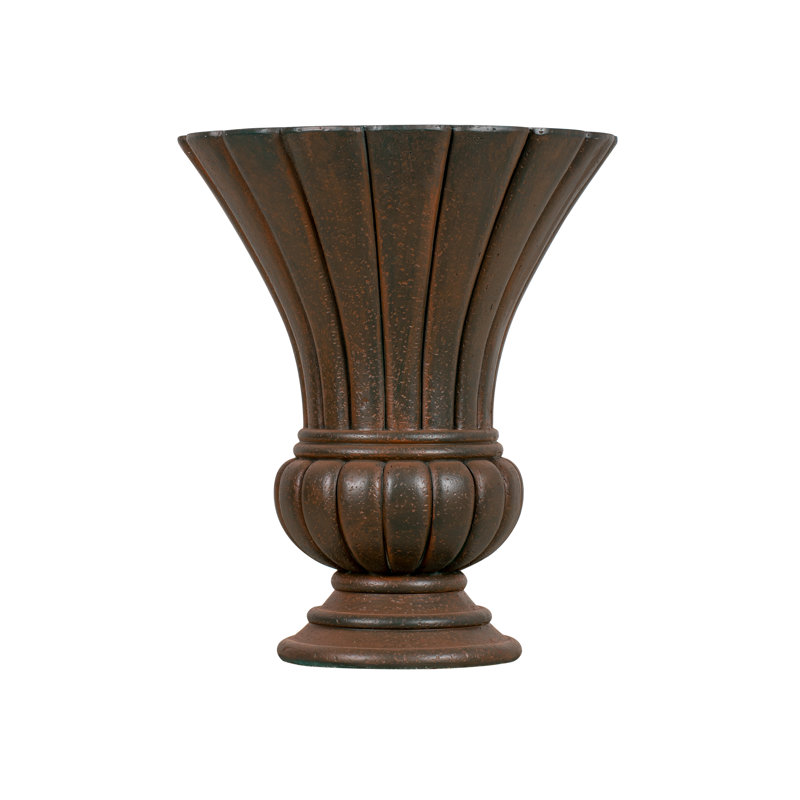 Roselmont Vintage Traditional MGO Fluted Urn Planter with Pedestal Base  and Weather-Resistant Finish
