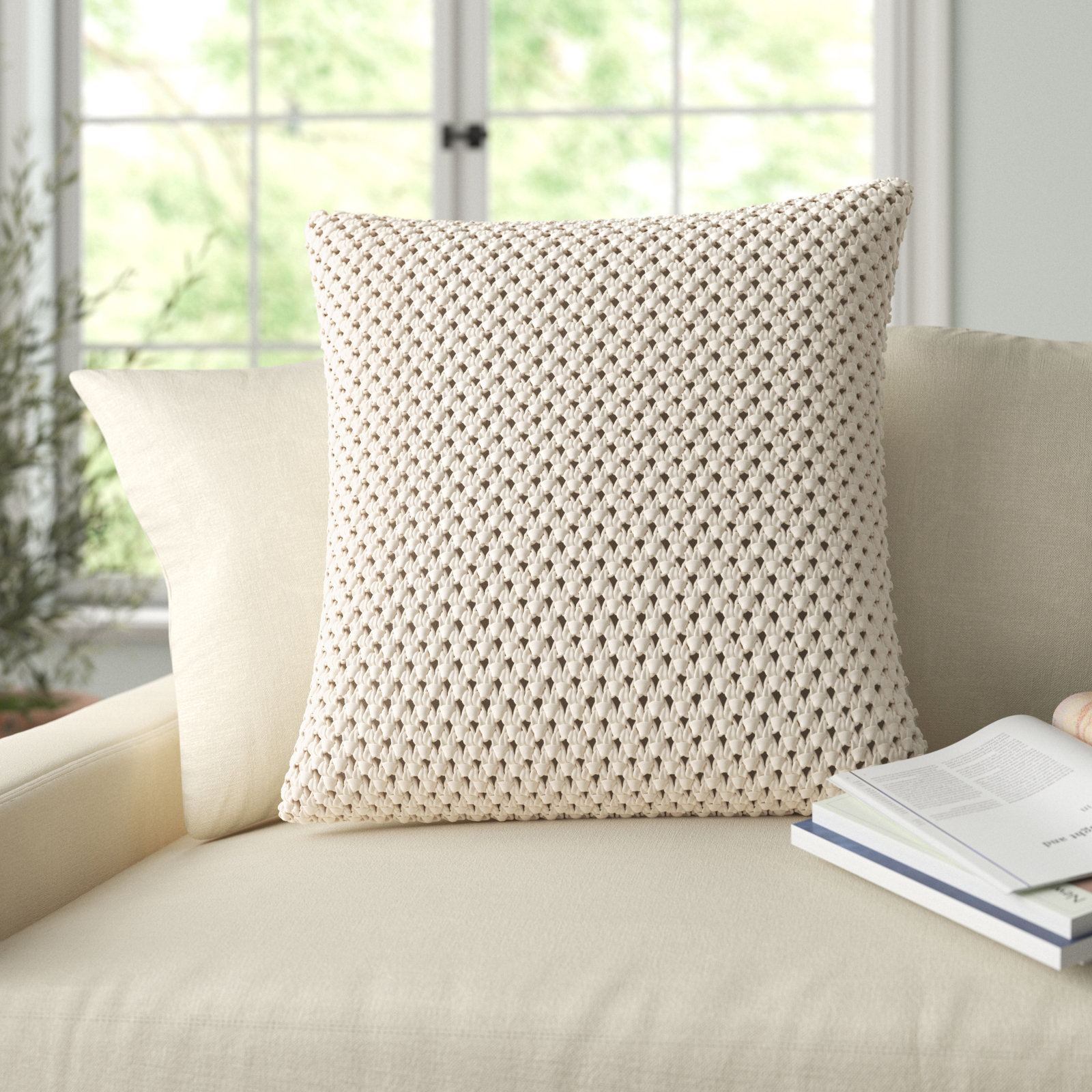Lucile Cotton Throw Pillow, Poly Fill, 18" x 18", Gray