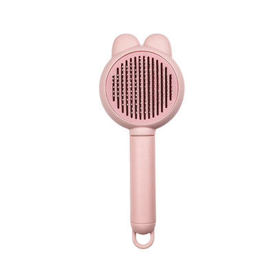 Self-Cleaning Pet Grooming Pin Brush, 7.68x3.19 inches, Pink