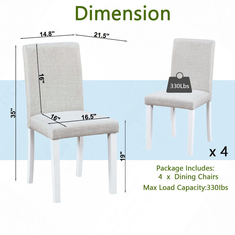 Chaises de salle à manger seulement, ensemble de chaises de salle à manger pour 4 personnes, chaise de cuisine avec siège rembourré, chaise d'appoint pour salle à manger