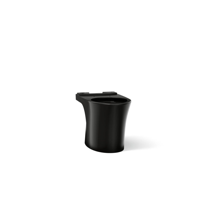 Veil Elongated Toilet Bowl With Skirted Trapway, Black