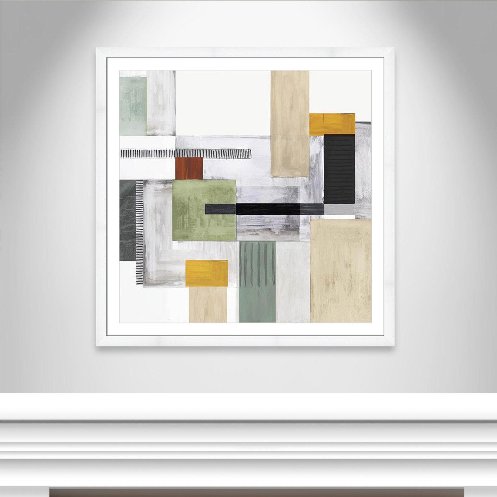 Playful Blocks Print, 42.5" H x 42.5" W x 1.25" D, White Cube Framed