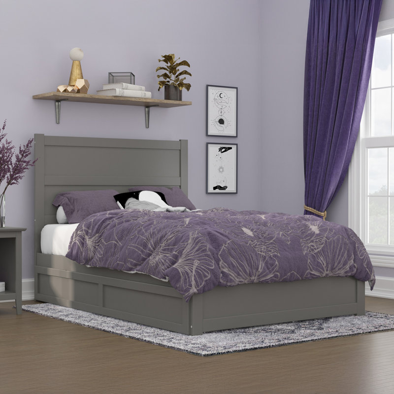 Ivor Solid Wood Trundle Bed, Gray, Full