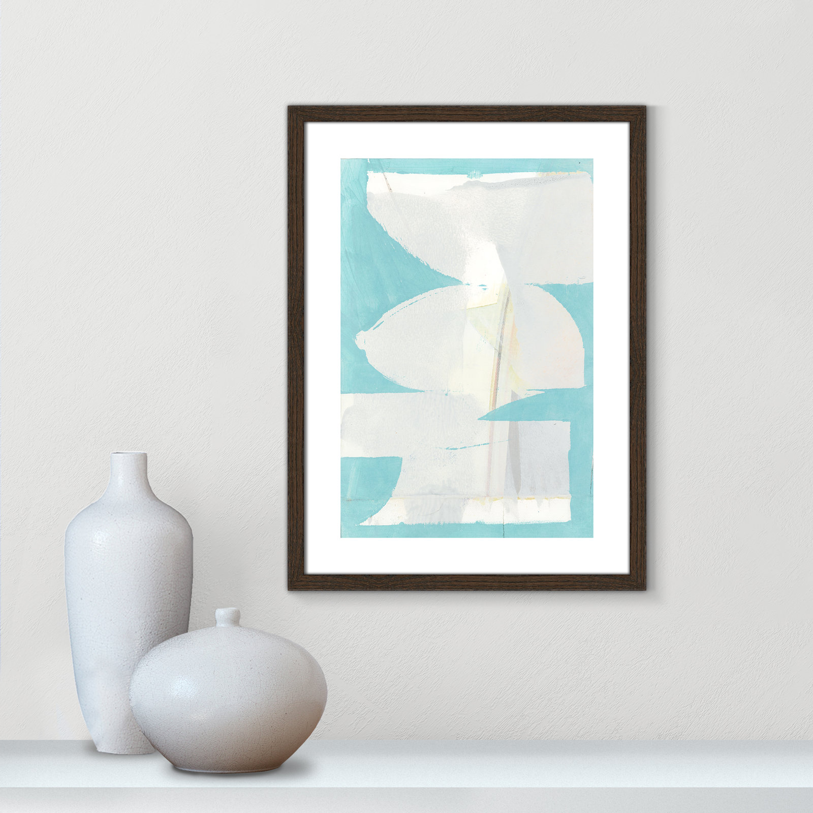 Nara "Carve I" Painting, 23" H x 17" W x 0.75" D, Brown Framed Paper