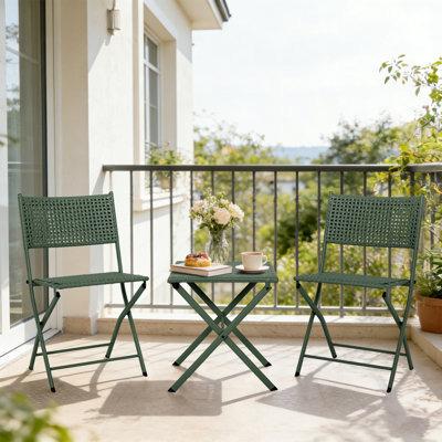 Ensemble de bistro pliant 3 pièces pour patio Ensemble de bistro en acier de qualité supérieure pour l'extérieur