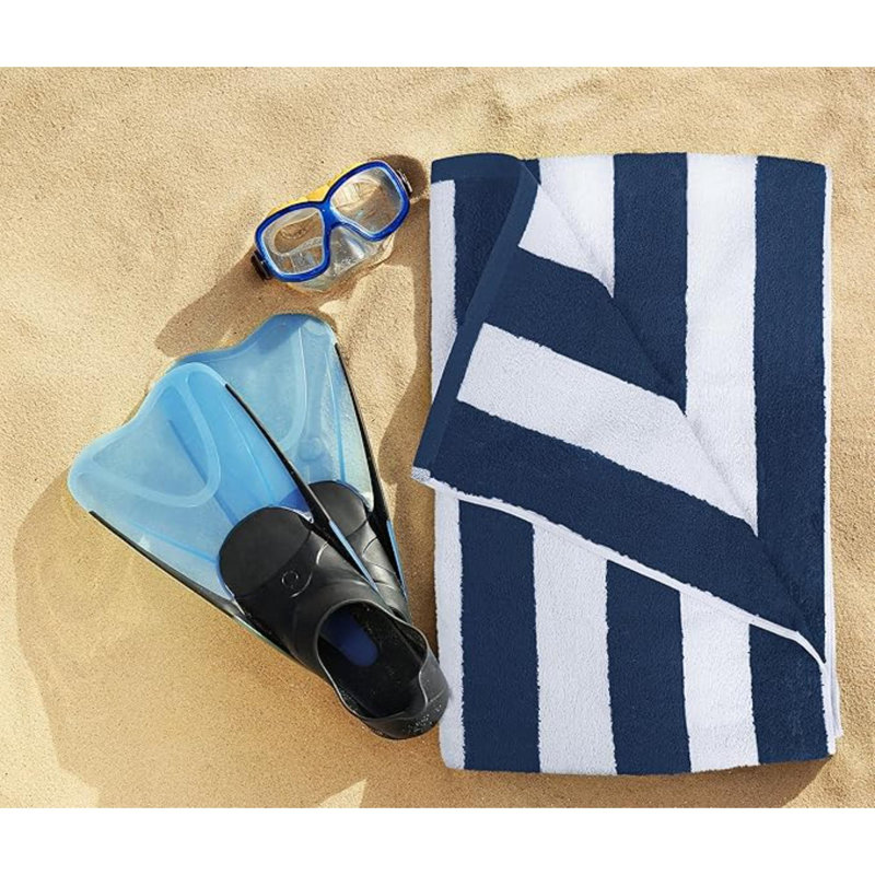 Cotton Oversized Beach Towel - Large 70 X 35 Inch Pool Towel, Striped Quick Dry Swimming Cabana Towel