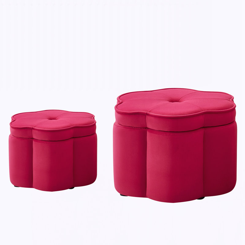 Ensemble de 2 repose-pieds avec rangement, Rose