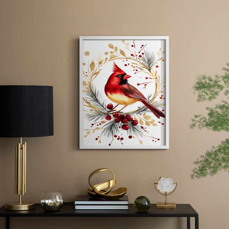 «Christmas Holiday Art CMXCII», reproduction d'art encadrée - bois massif, H 30 po x l 24 po, Blanc