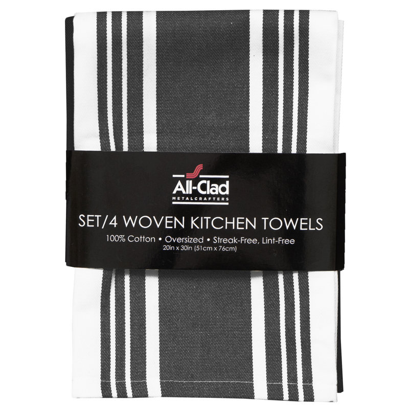All-Clad Woven Bistro Kitchen Towels (Set of 4), Black