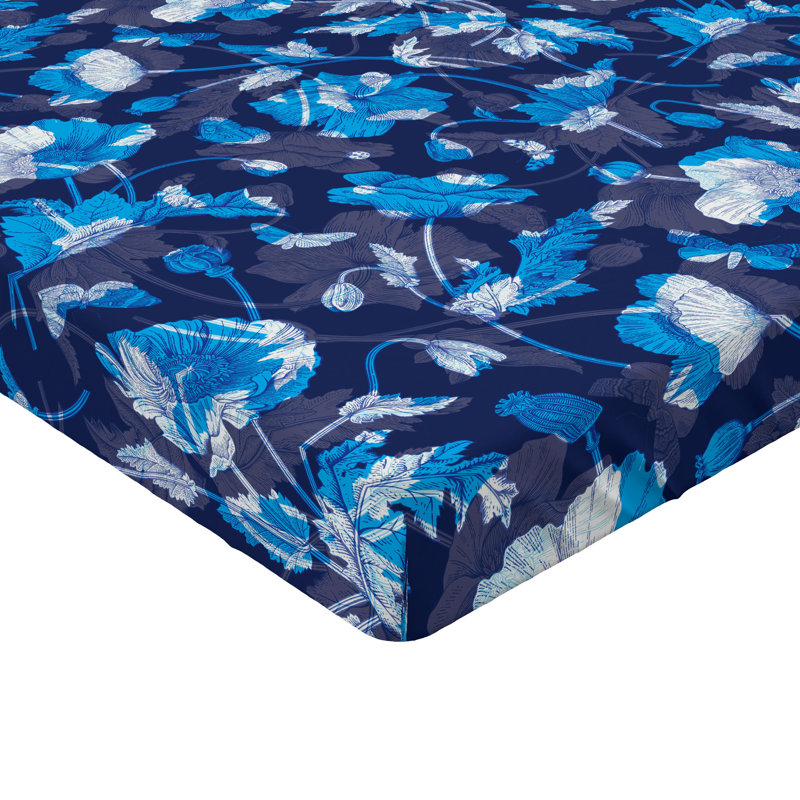 Drap-housse Ambesonne, Bleu ciel, bleu, quartz / floral, Drap-housse pour lit simple TG