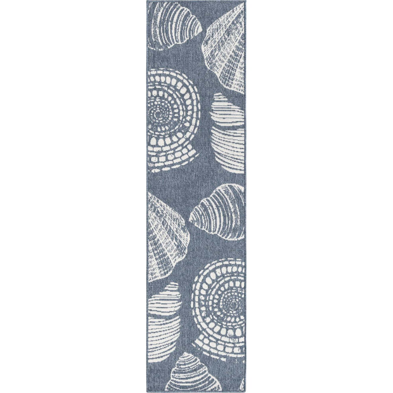 Tapis bleu marine intérieur / extérieur Amaro, Tapis de couloir 2 pi x 8 pi