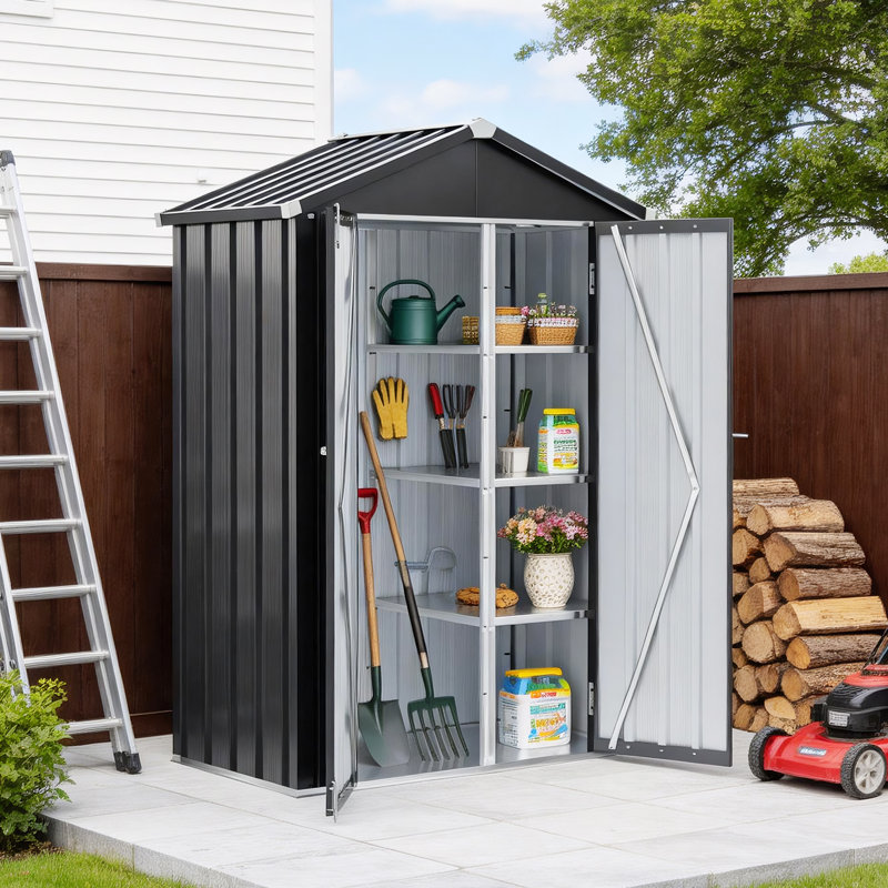 Outdoor Lockable 4 ft. W x 2 ft. D Metal Vertical Storage Shed