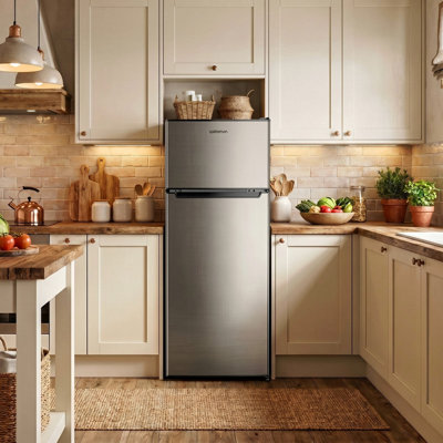 7.7 Cu.Ft. Double Door Refrigerator With Freezer For Apartment, Office, Dorm