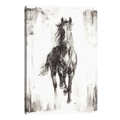 Rustic Black Stallion I 1 Piece Wrapped Canvas Painting