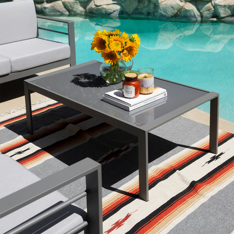 Malerba Rectangular Metal Outdoor Coffee Table , 24'' in. W 43'' in. D