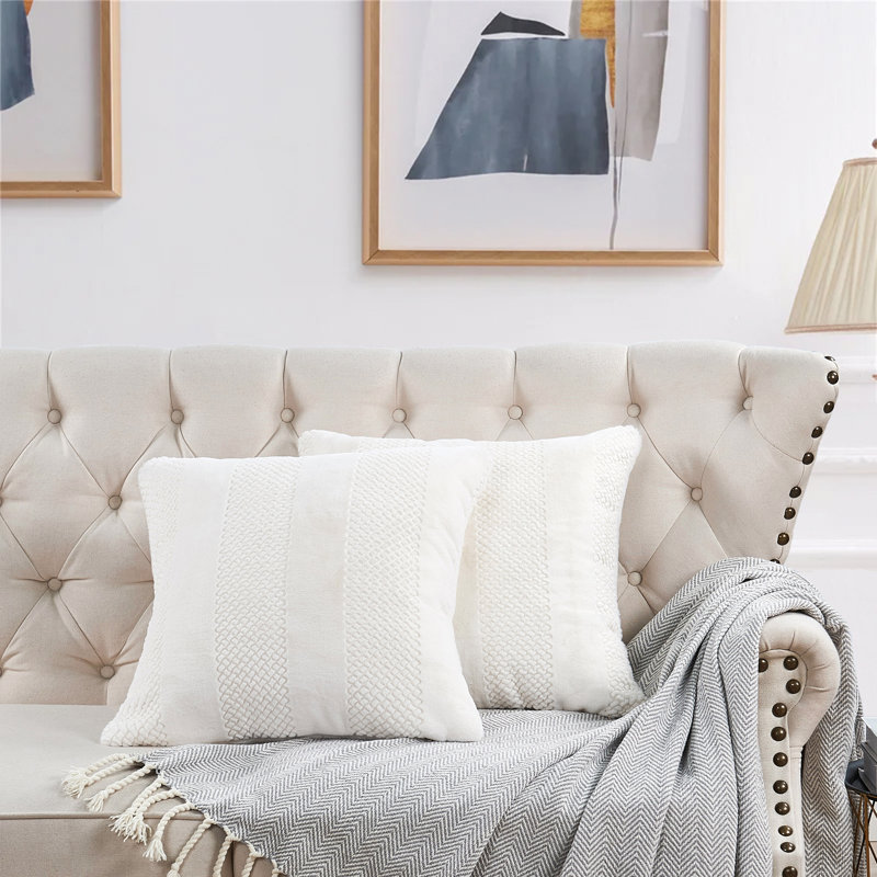 Ivory Square Throw Pillow Cover