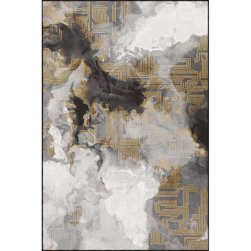 Framed Cloud Pattern Decorative and Washable Area Rug, Rectangle 2'4" x 3'11"