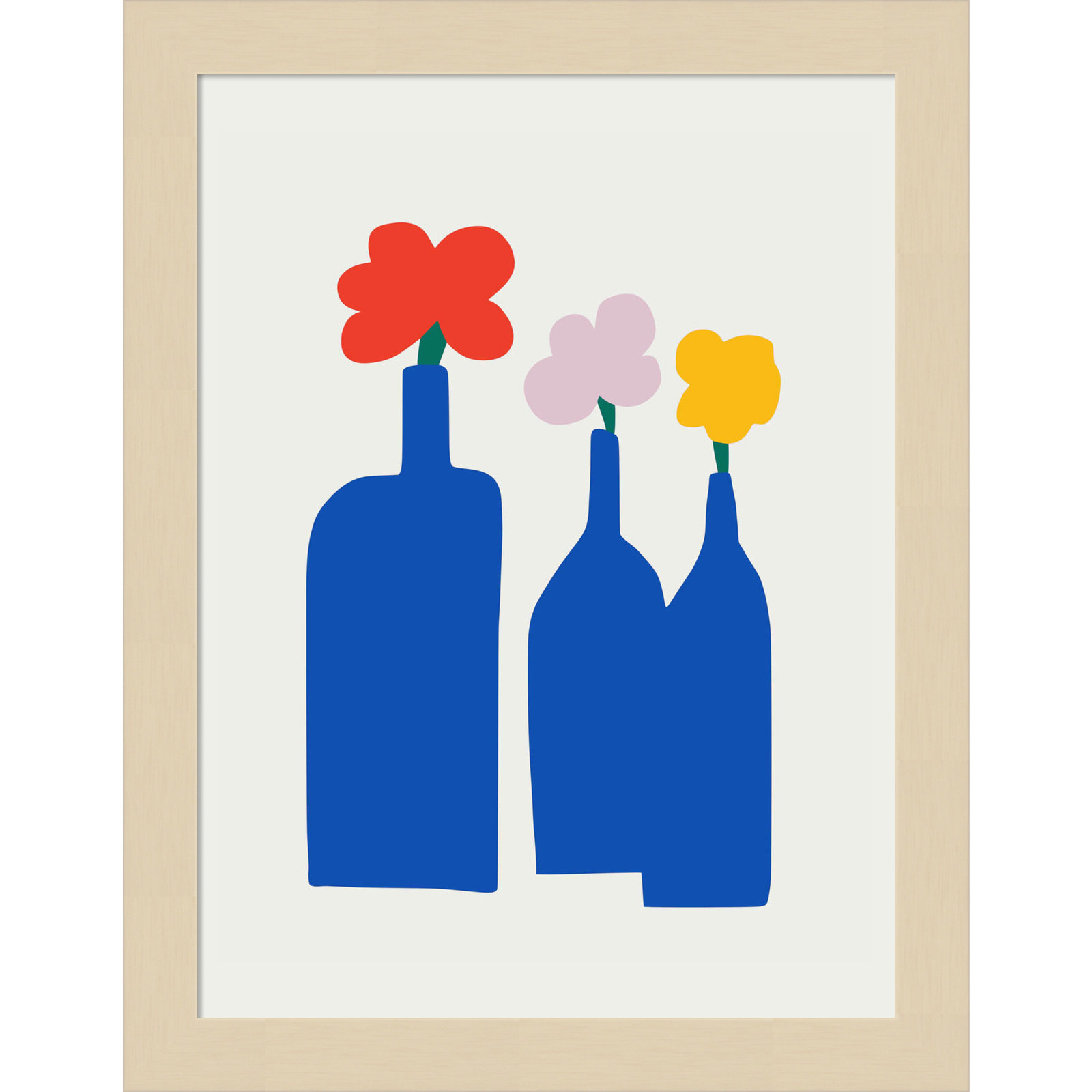 Blue Bottle Vase Print by Little Dean, Brown, 13" H x 10" W