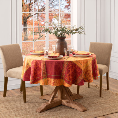 Erida Maplewood Jacquard Harvest Cotton Oval Tablecloth