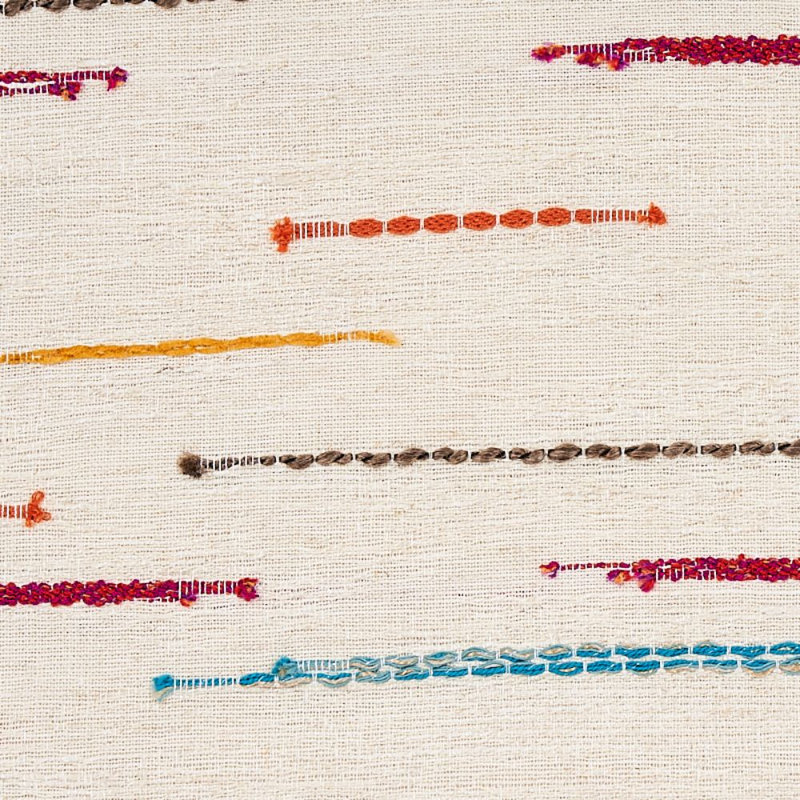 Tissu à rayures Leland, Naturel / rouge