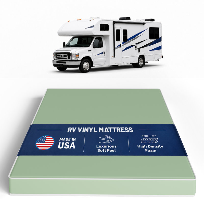 Shippingport High-Density Foam Vinyl RV Mattress Replacement, Good for Trailers, Camper Vans, 72" x 28", 4"