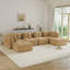Canapé modulaire en U en velours côtelé 6 pièces avec 2 repose-pieds, conception capitonnée, sans assemblage-389385133