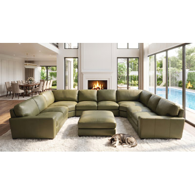 Oversized Modern U-Shaped Genuine Leather Match Sectional Sofa With Deep Seats & Modular Design