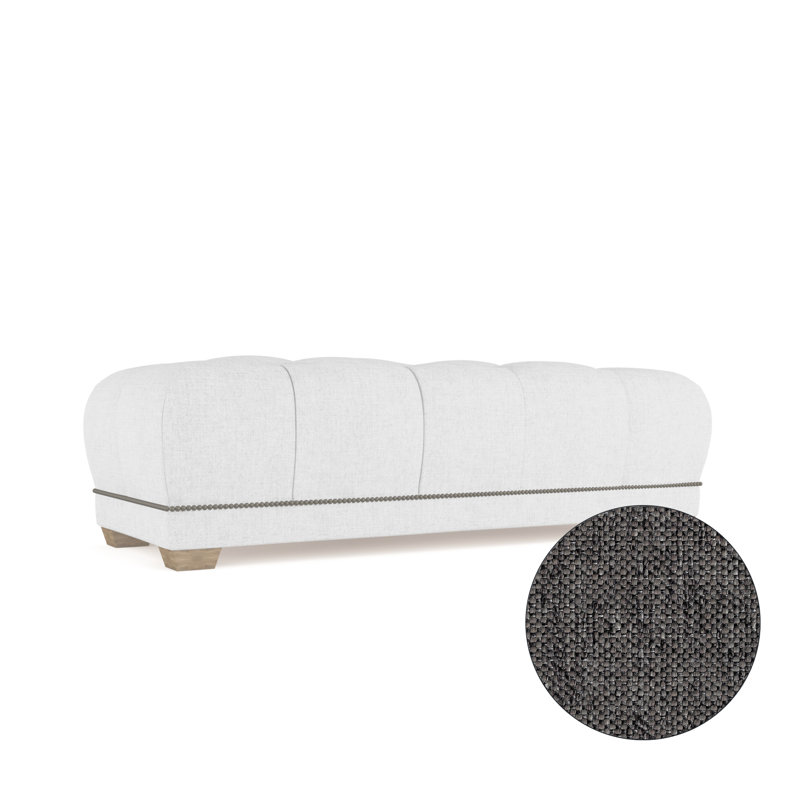 Hudson Ottoman, Plush Velvet Oyster, Weathered