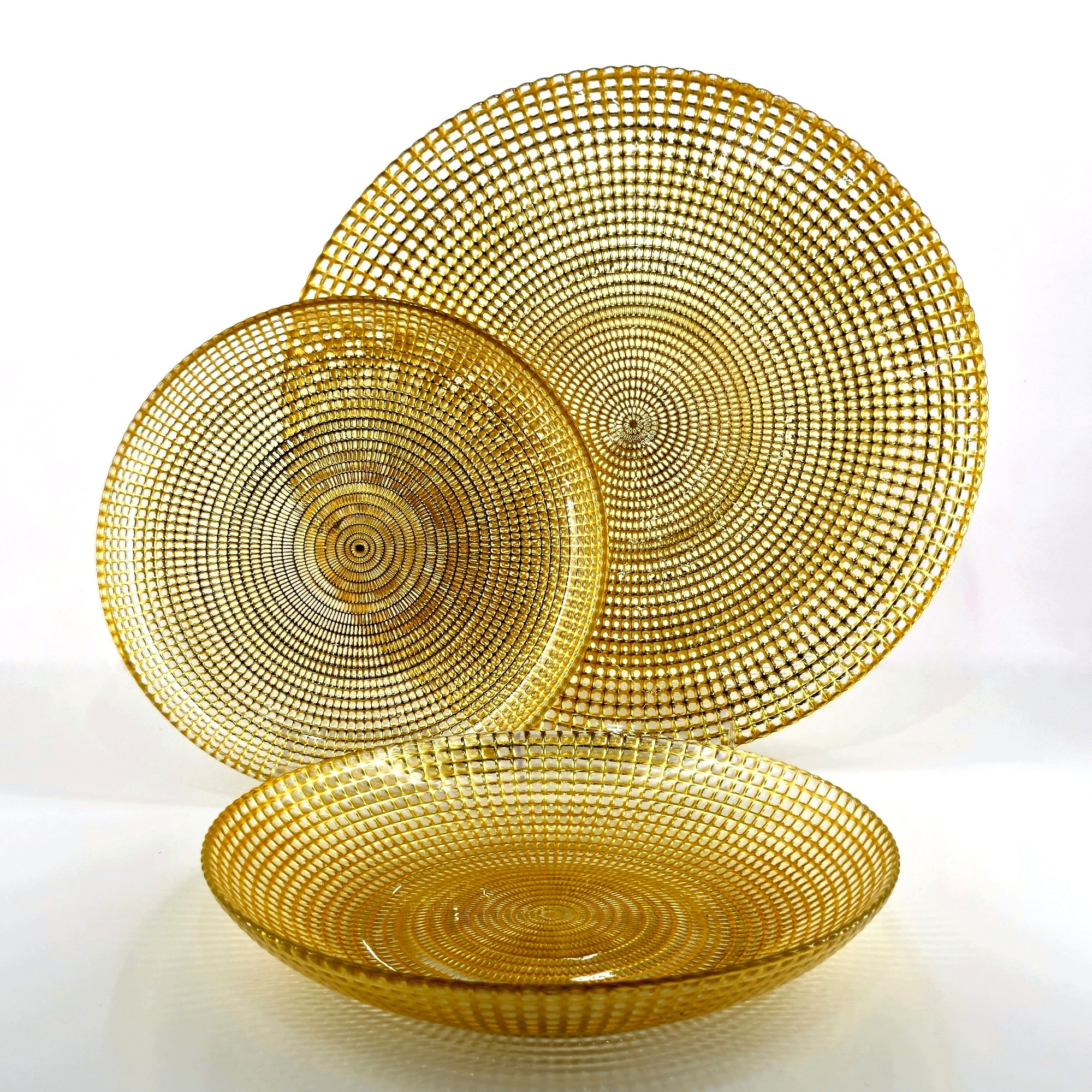 Joe R. Pyle Glassware Mercer41 Pyle Gilded Glass Dinnerware Set of 12 | Wayfair
