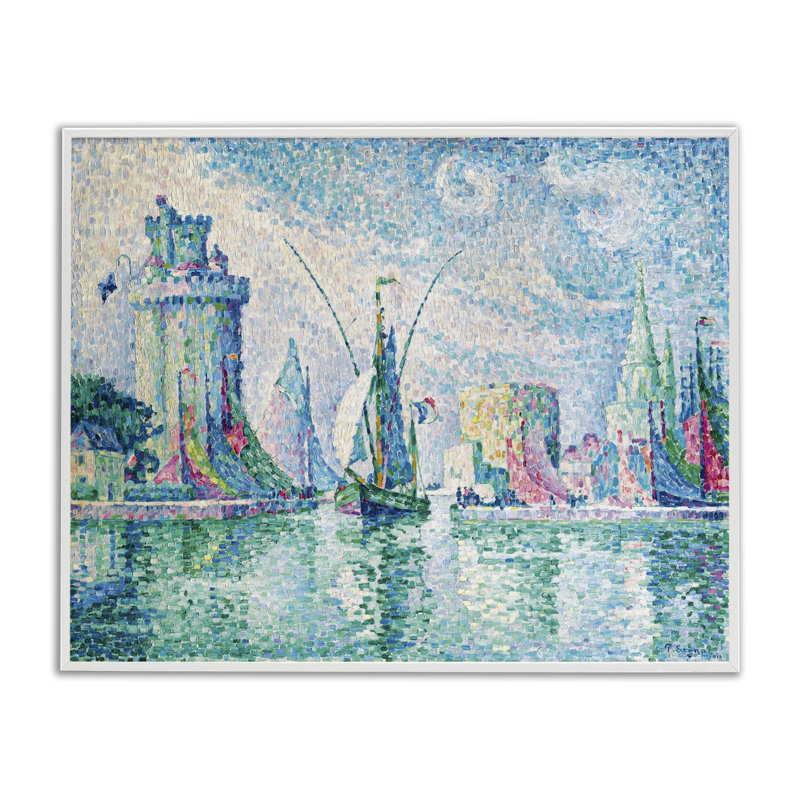 La Rochelle, signic classique, giclée par one1000paintings, Giclée encadrée blanc bord de mer, H 16 po x l 20 po