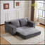 Canapé-lit confortable à assise profonde, petit canapé en velours côtelé moderne pour le salon et la chambre à coucher, coussin réversible avec coussins, sans assemblage requis, gris foncé-76309257