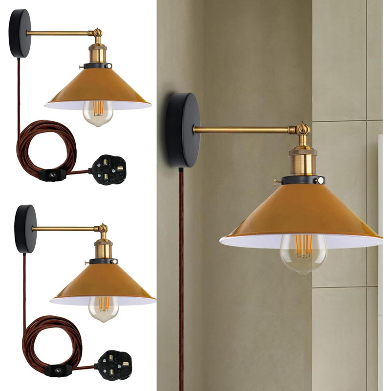 Plug-in Armed Sconce, Yellow