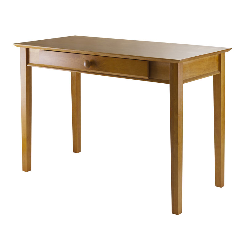 Transitional Honey Pine Wood Home Office Desk Set with Hutch and Storage