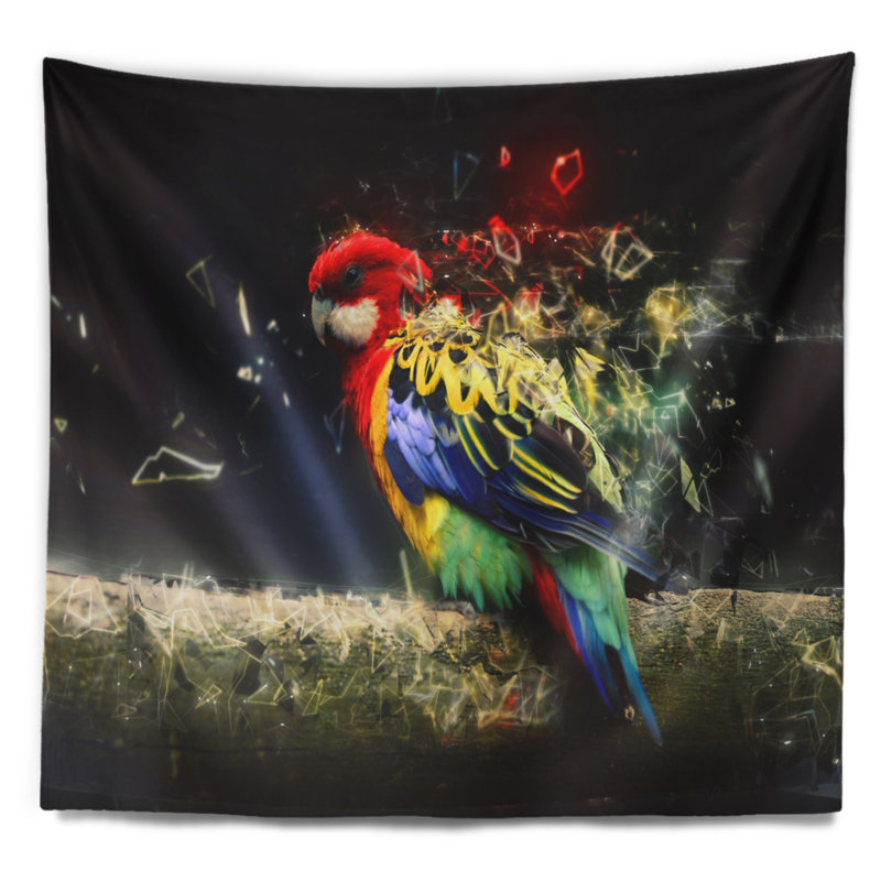 Perroquet coloré sur une tapisserie, H 50 po x l 60 po