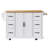 56" Rolling Kitchen Island With Drop Leaf, Rubber Wood, Power Outlet, 4 Doors & 6 Drawers, White-1029227396