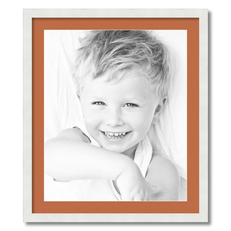 Wood Matte Picture Frame with Mat, Red Orange