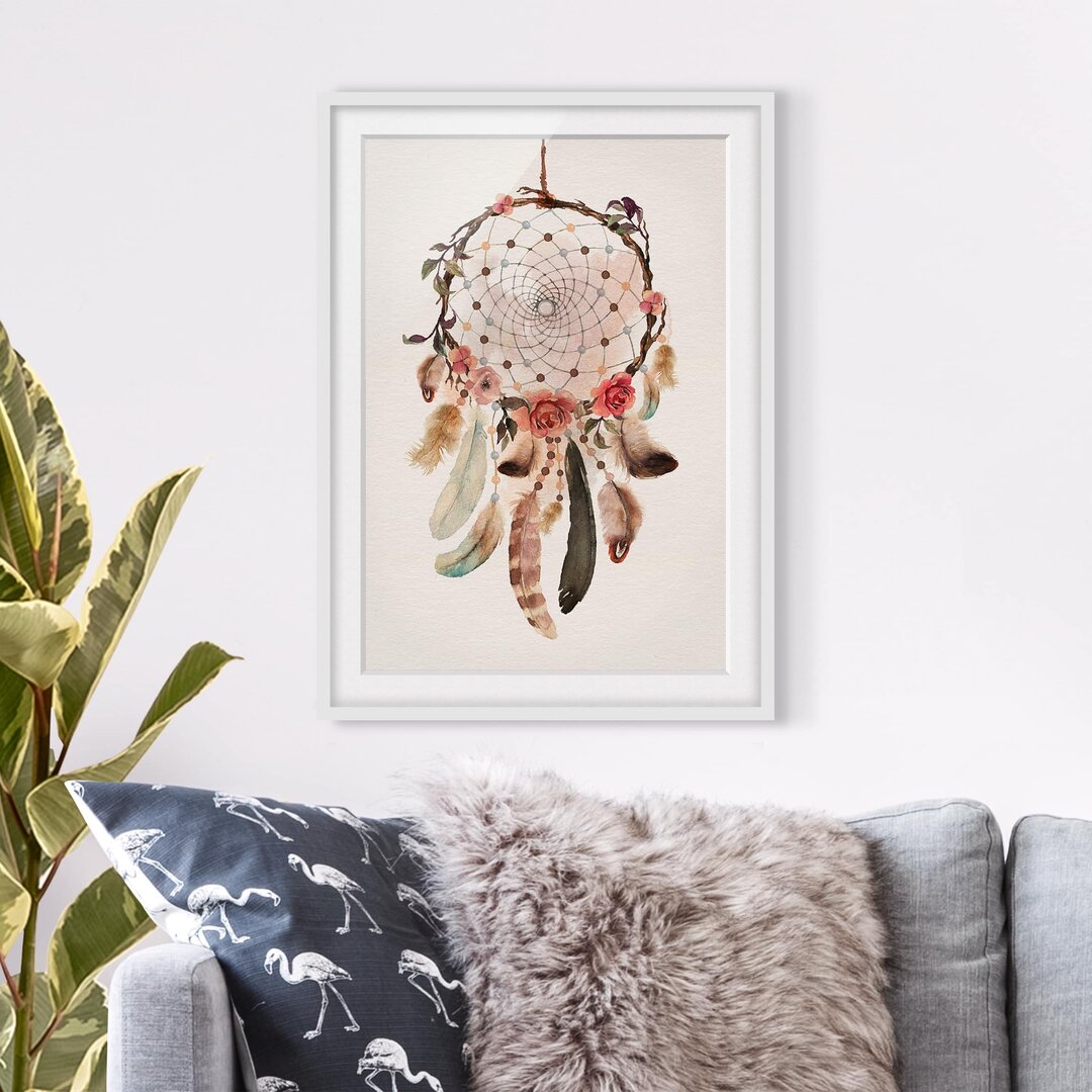 Gerahmter Kunstdruck Dream Catcher with Pearls